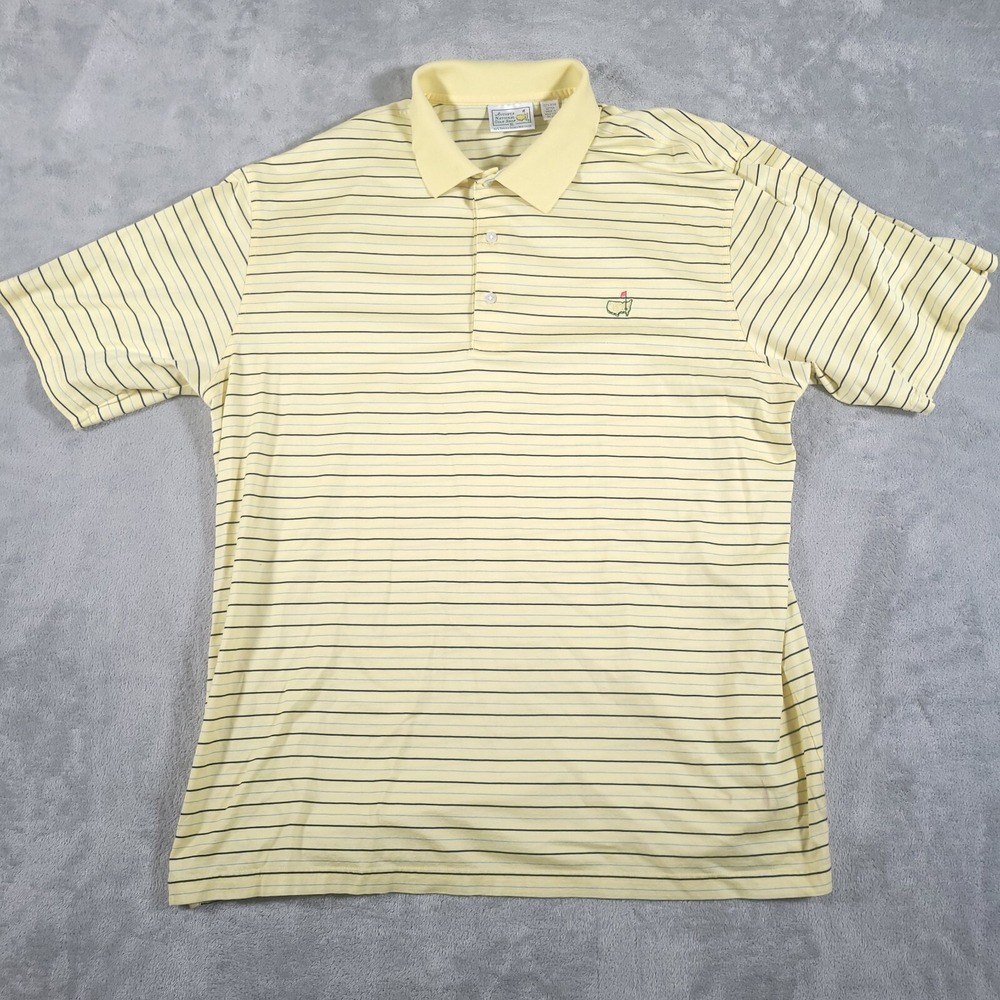 Masters Polo Shirt‎ Augusta National Golf Shop Mens XL Yellow Striped Cotton